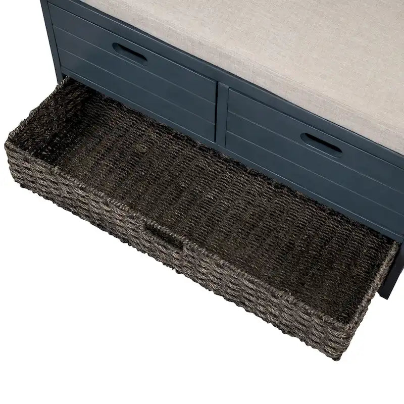 Banc de rangement avec panier amovible et 2 tiroirs
