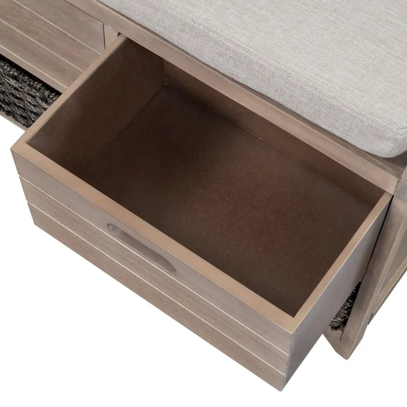 Banc de rangement avec panier amovible et 2 tiroirs