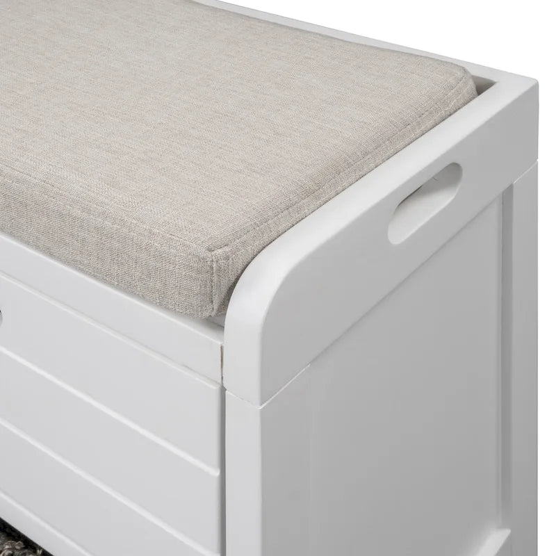 Banc de rangement avec panier amovible et 2 tiroirs