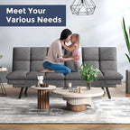 Canapé-lit futon, canapé convertible en similicuir avec accoudoirs réglables pour petit espace, taille simple