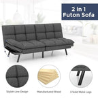 Canapé-lit futon, canapé convertible en similicuir avec accoudoirs réglables pour petit espace, taille simple