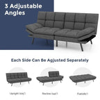 Canapé-lit futon, canapé convertible en similicuir avec accoudoirs réglables pour petit espace, taille simple