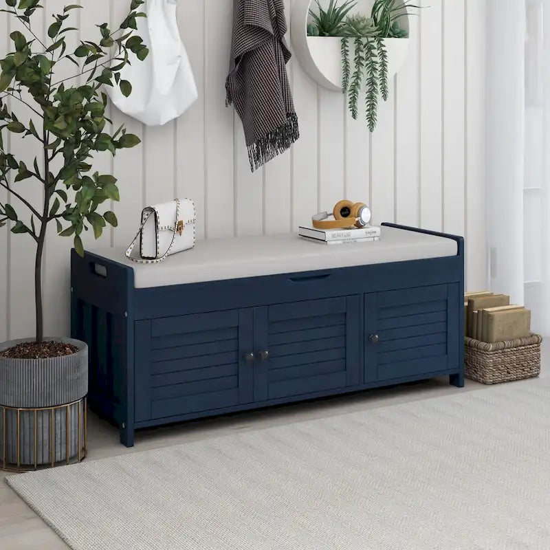 Banc de rangement avec 3 portes persiennes