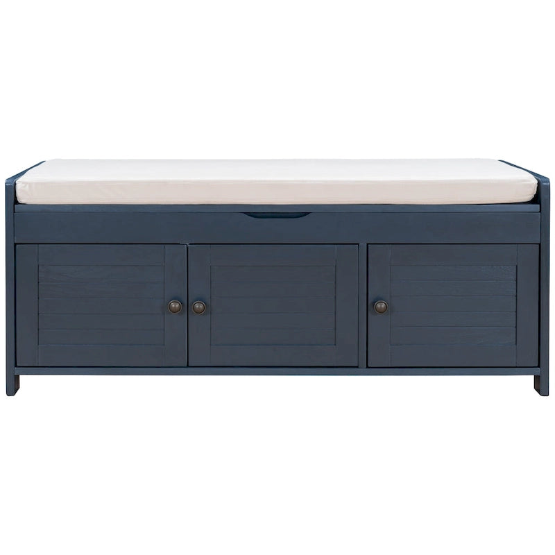 Banc de rangement avec 3 portes persiennes