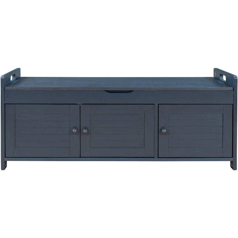 Banc de rangement avec 3 portes persiennes