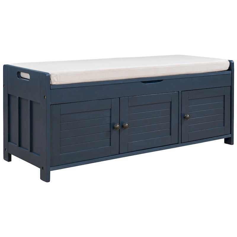 Banc de rangement avec 3 portes persiennes