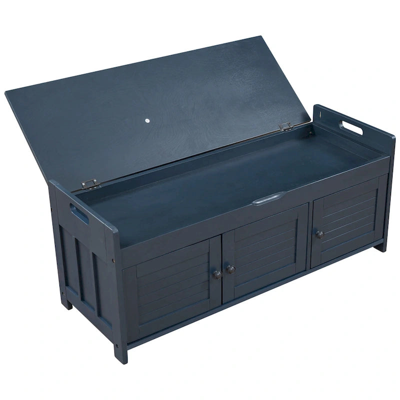 Banc de rangement avec 3 portes persiennes