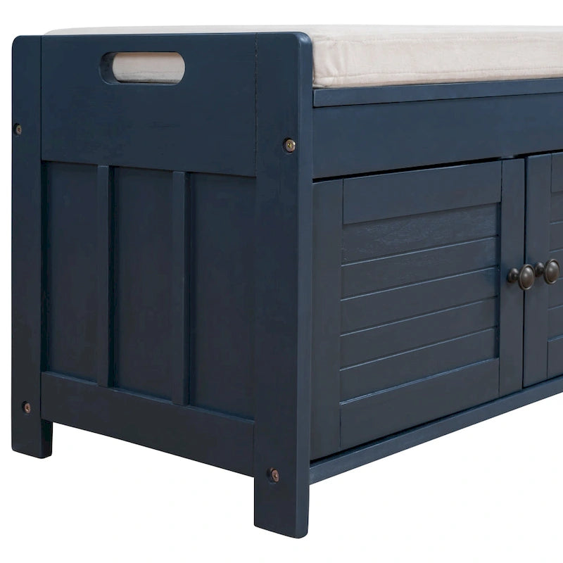 Banc de rangement avec 3 portes persiennes