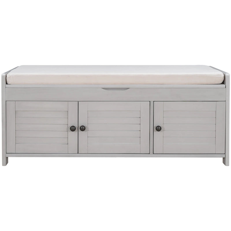 Banc de rangement avec 3 portes persiennes