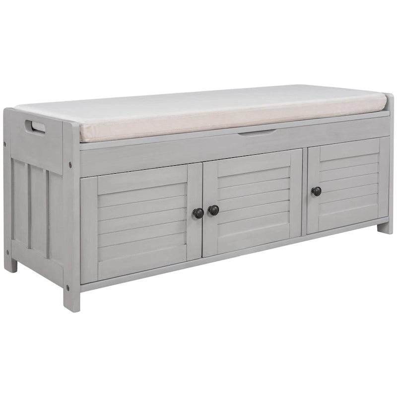 Banc de rangement avec 3 portes persiennes