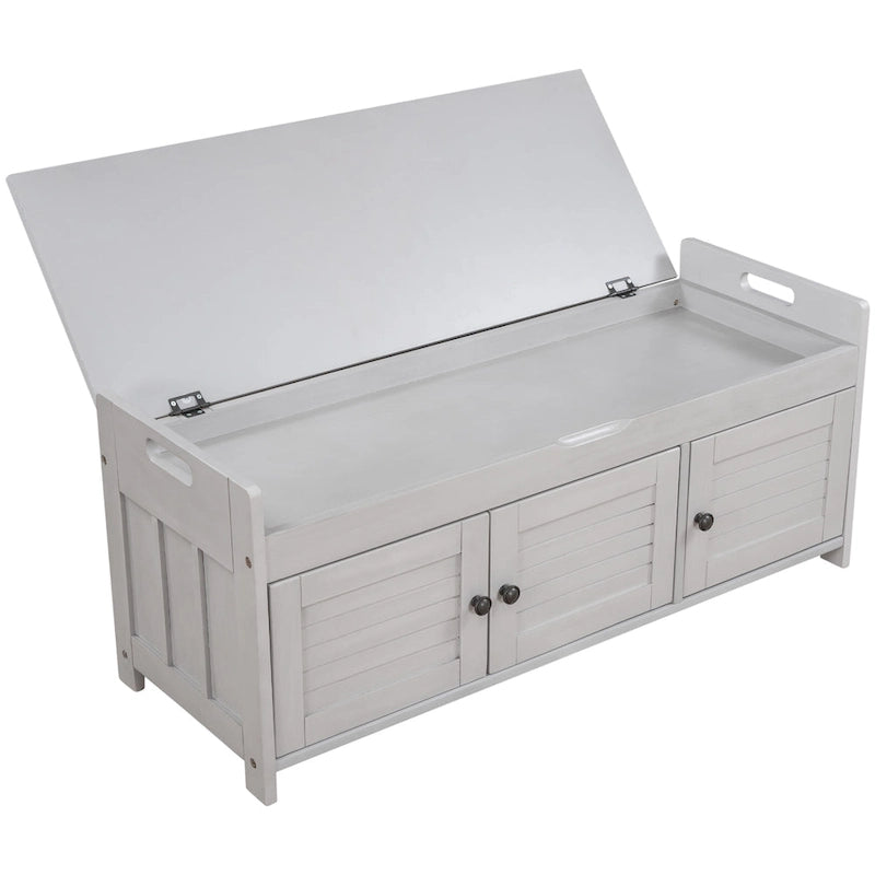 Banc de rangement avec 3 portes persiennes