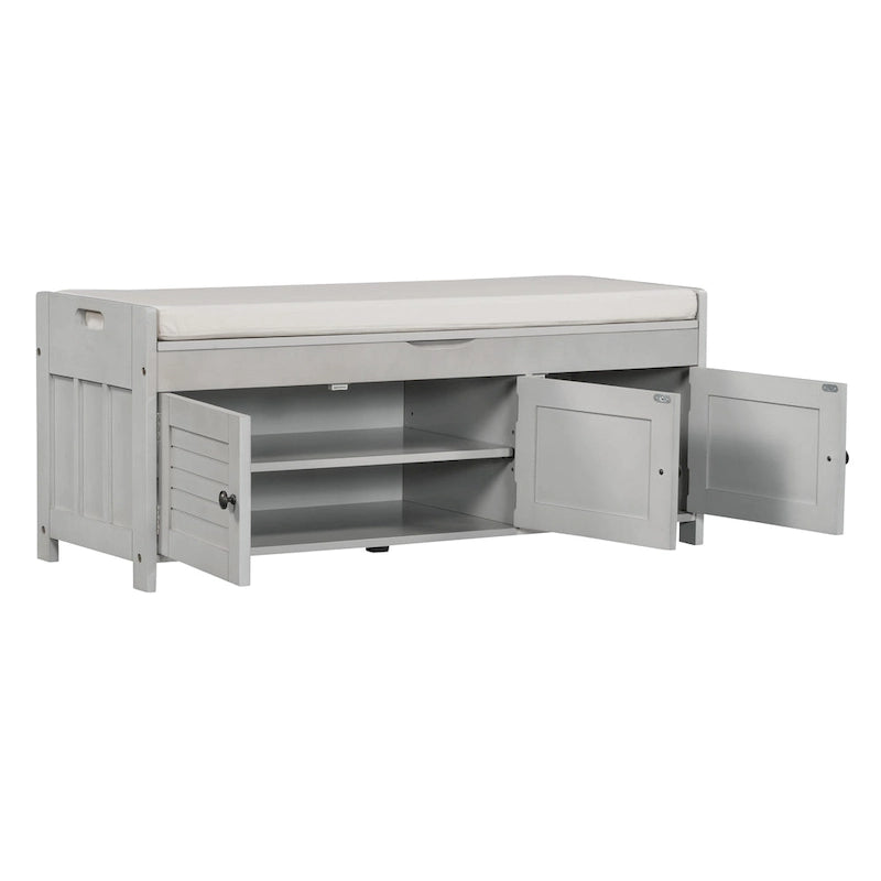 Banc de rangement avec 3 portes persiennes