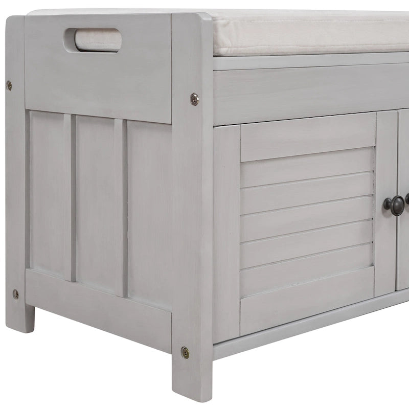 Banc de rangement avec 3 portes persiennes