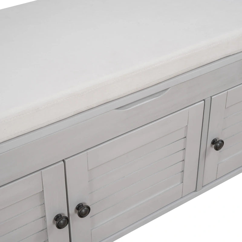 Banc de rangement avec 3 portes persiennes