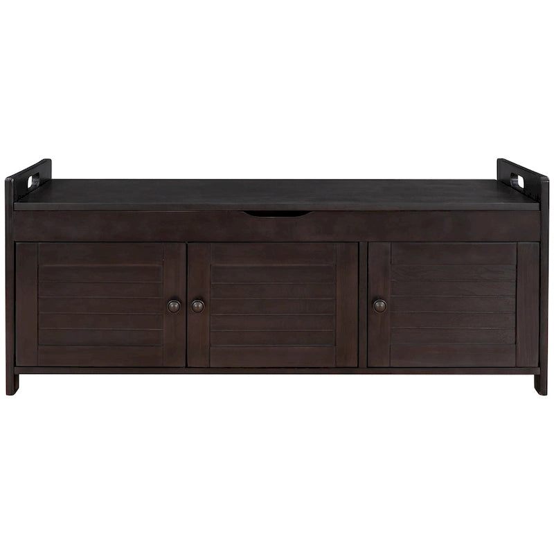 Banc de rangement avec 3 portes persiennes