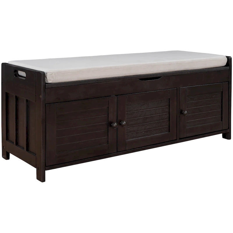 Banc de rangement avec 3 portes persiennes