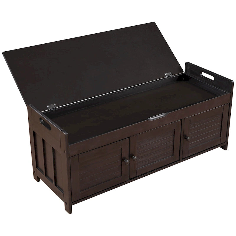 Banc de rangement avec 3 portes persiennes
