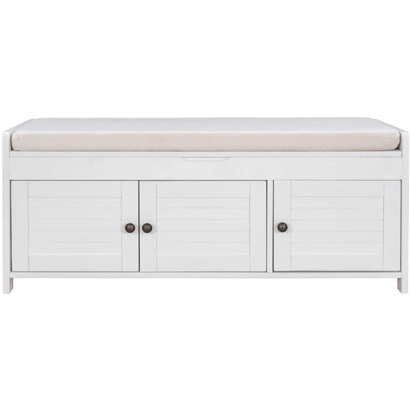 Banc de rangement avec 3 portes persiennes