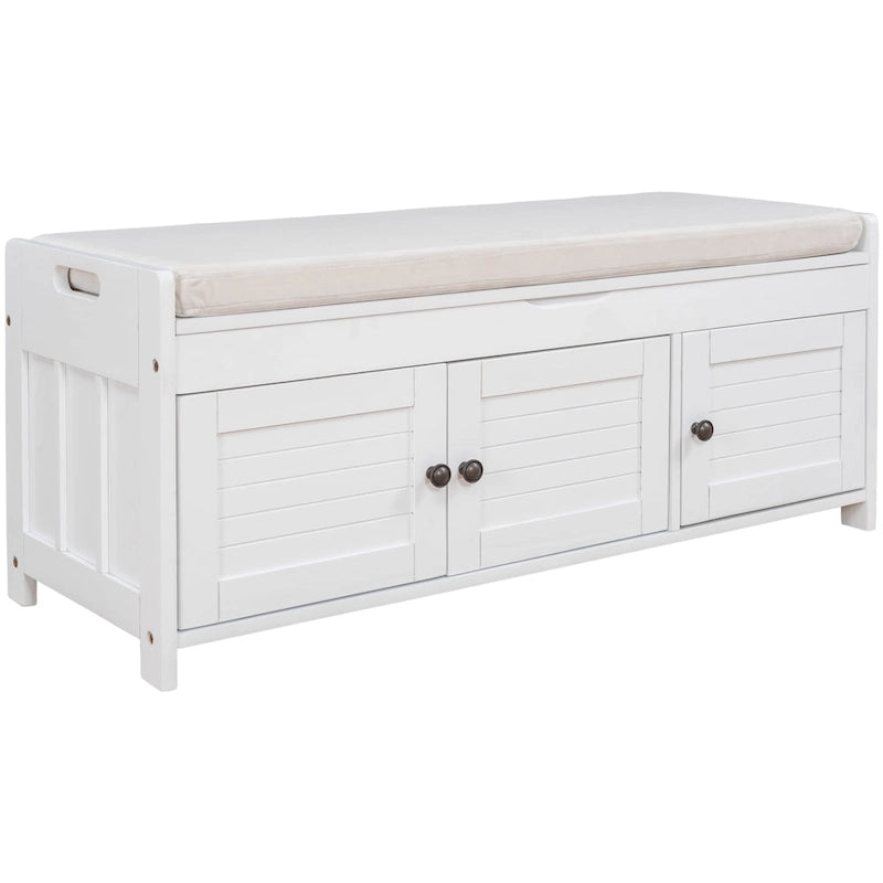 Banc de rangement avec 3 portes persiennes