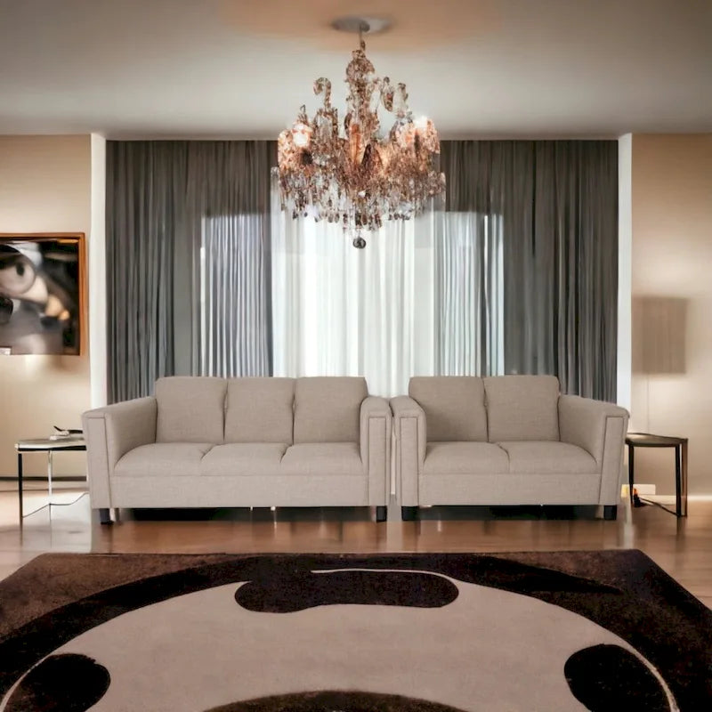 Coast to Coast Sofas Ensemble canapé et causeuse de style moderne du milieu du siècle Tissu polyester nylon Structure en bois massif Rembourré
