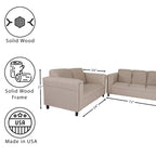 Coast to Coast Sofas Ensemble canapé et causeuse de style moderne du milieu du siècle Tissu polyester nylon Structure en bois massif Rembourré