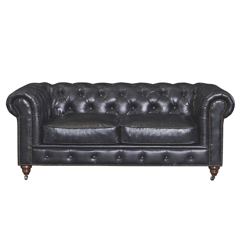 Causeuse Century Chesterfield - Cuir châtaigne clair