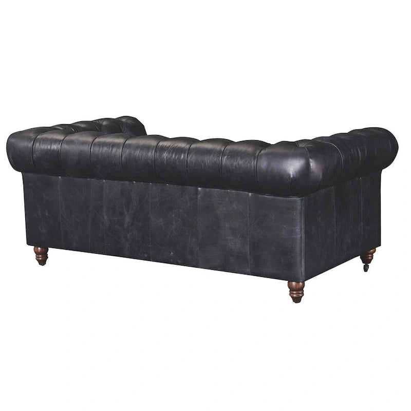 Causeuse Century Chesterfield - Cuir châtaigne clair