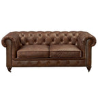 Causeuse Century Chesterfield - Cuir châtaigne clair