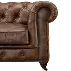 Causeuse Century Chesterfield - Cuir châtaigne clair
