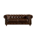 Causeuse Century Chesterfield - Cuir châtaigne clair