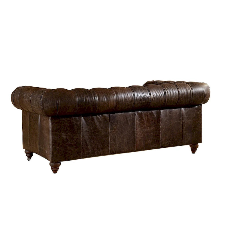 Causeuse Century Chesterfield - Cuir châtaigne clair