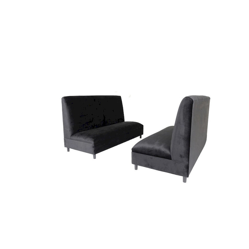Canapés Coast to Coast - Banquette capitonnée en velours avec structure en bois massif, style moderne du milieu du siècle