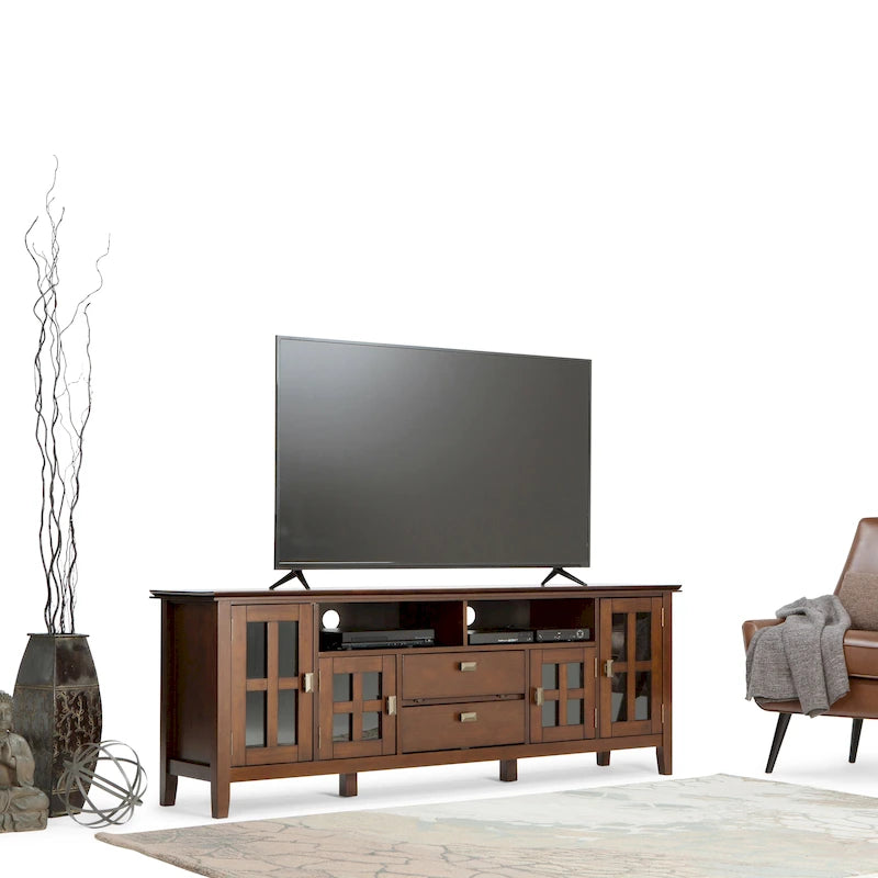 Meuble TV/Média en bois massif WYNDENHALL Stratford, 183 cm de large, pour téléviseurs jusqu'à 80 po