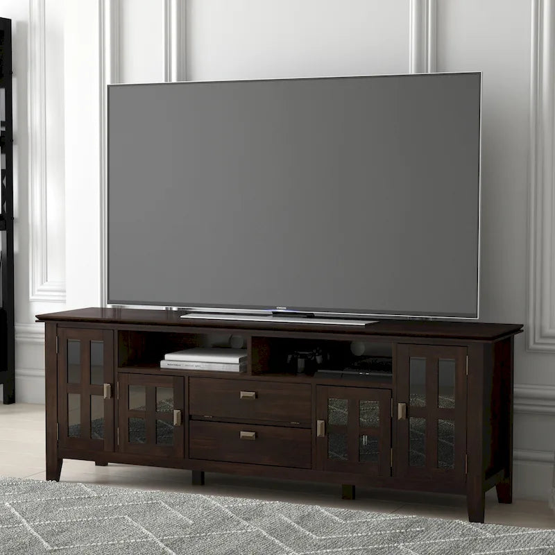 Meuble TV/Média en bois massif WYNDENHALL Stratford, 183 cm de large, pour téléviseurs jusqu'à 80 po