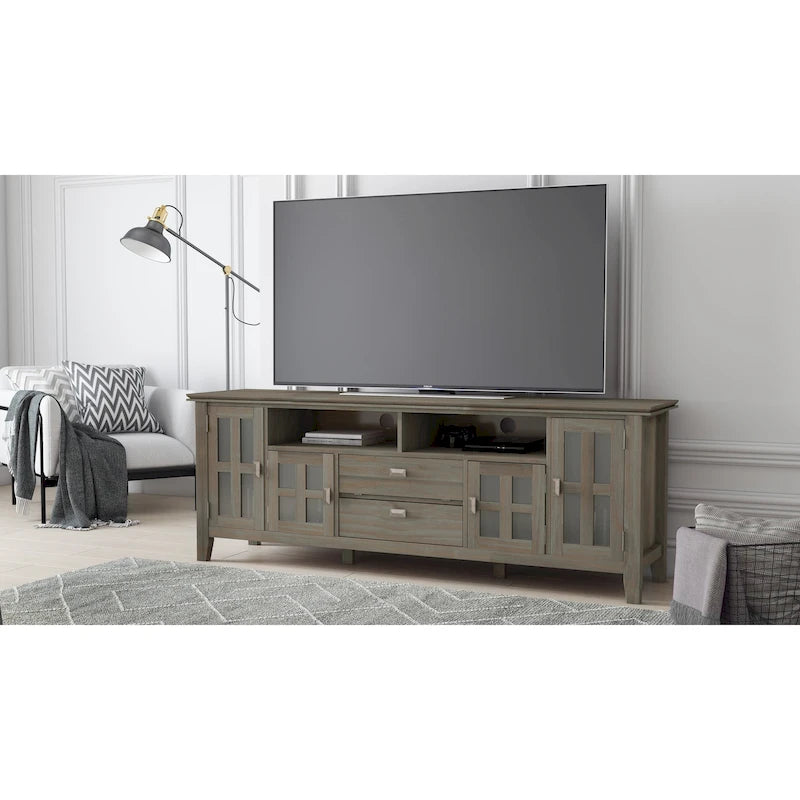 Meuble TV/Média en bois massif WYNDENHALL Stratford, 183 cm de large, pour téléviseurs jusqu'à 80 po