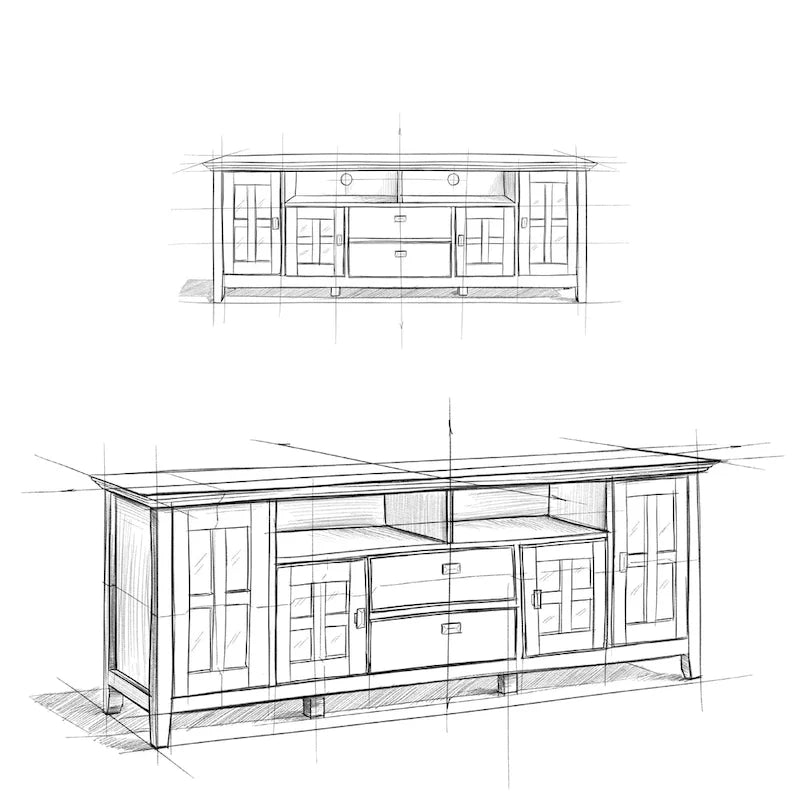 Meuble TV/Média en bois massif WYNDENHALL Stratford, 183 cm de large, pour téléviseurs jusqu'à 80 po