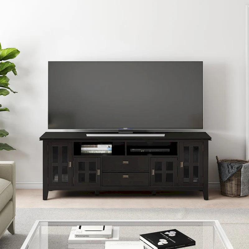 Meuble TV/Média en bois massif WYNDENHALL Stratford, 183 cm de large, pour téléviseurs jusqu'à 80 po