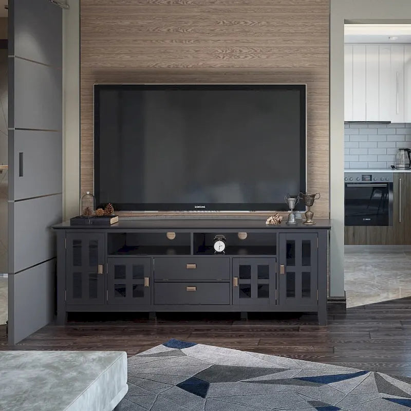Meuble TV/Média en bois massif WYNDENHALL Stratford, 183 cm de large, pour téléviseurs jusqu'à 80 po