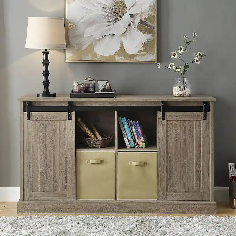 Meuble TV Bridgevine Home Lincoln Farmhouse 60 pouces pour téléviseurs jusqu'à 64 pouces