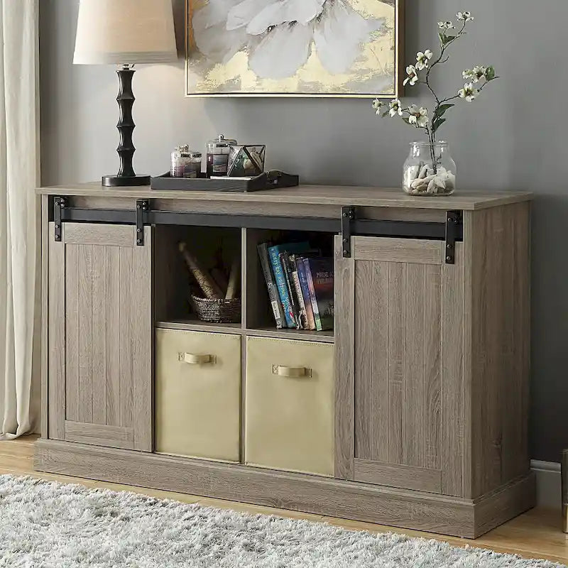 Meuble TV Bridgevine Home Lincoln Farmhouse 60 pouces pour téléviseurs jusqu'à 64 pouces