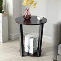 Table d'appoint ronde à 2 niveaux avec étagère de rangement et cadre en métal