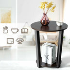 Table d'appoint ronde à 2 niveaux avec étagère de rangement et cadre en métal
