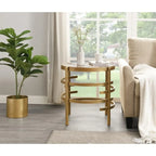 Table d'appoint Grondin 20.67" à plateau rond en pierre frittée avec piétement en métal, table d'appoint de style moderne avec patins antidérapants