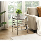 Table d'appoint Grondin 20.67" à plateau rond en pierre frittée avec piétement en métal, table d'appoint de style moderne avec patins antidérapants