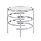 Table d'appoint Grondin 20.67" à plateau rond en pierre frittée avec piétement en métal, table d'appoint de style moderne avec patins antidérapants