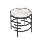 Table d'appoint Grondin 20.67" à plateau rond en pierre frittée avec piétement en métal, table d'appoint de style moderne avec patins antidérapants