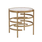 Table d'appoint Grondin 20.67" à plateau rond en pierre frittée avec piétement en métal, table d'appoint de style moderne avec patins antidérapants