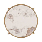 Table d'appoint Grondin 20.67" à plateau rond en pierre frittée avec piétement en métal, table d'appoint de style moderne avec patins antidérapants