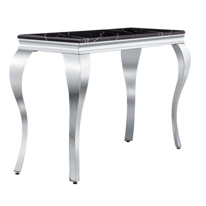 Console moderne avec plateau de 50 cm et pieds en acier inoxydable pour salon, entrée, couloir, bureau, hall