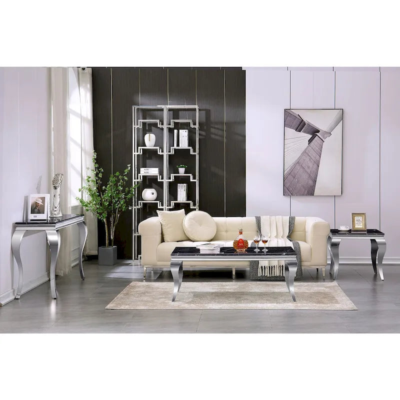Console moderne avec plateau de 50 cm et pieds en acier inoxydable pour salon, entrée, couloir, bureau, hall